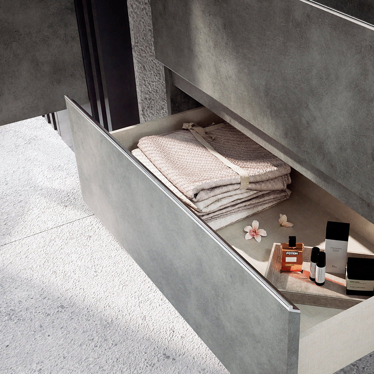 BATHME MADISON TOP Conjunto Completo Mueble 3 Cajones Cemento