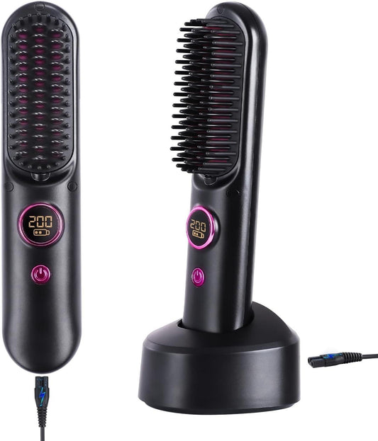 Cepillo alisador inalámbrico y portátil para cabello liso y suave