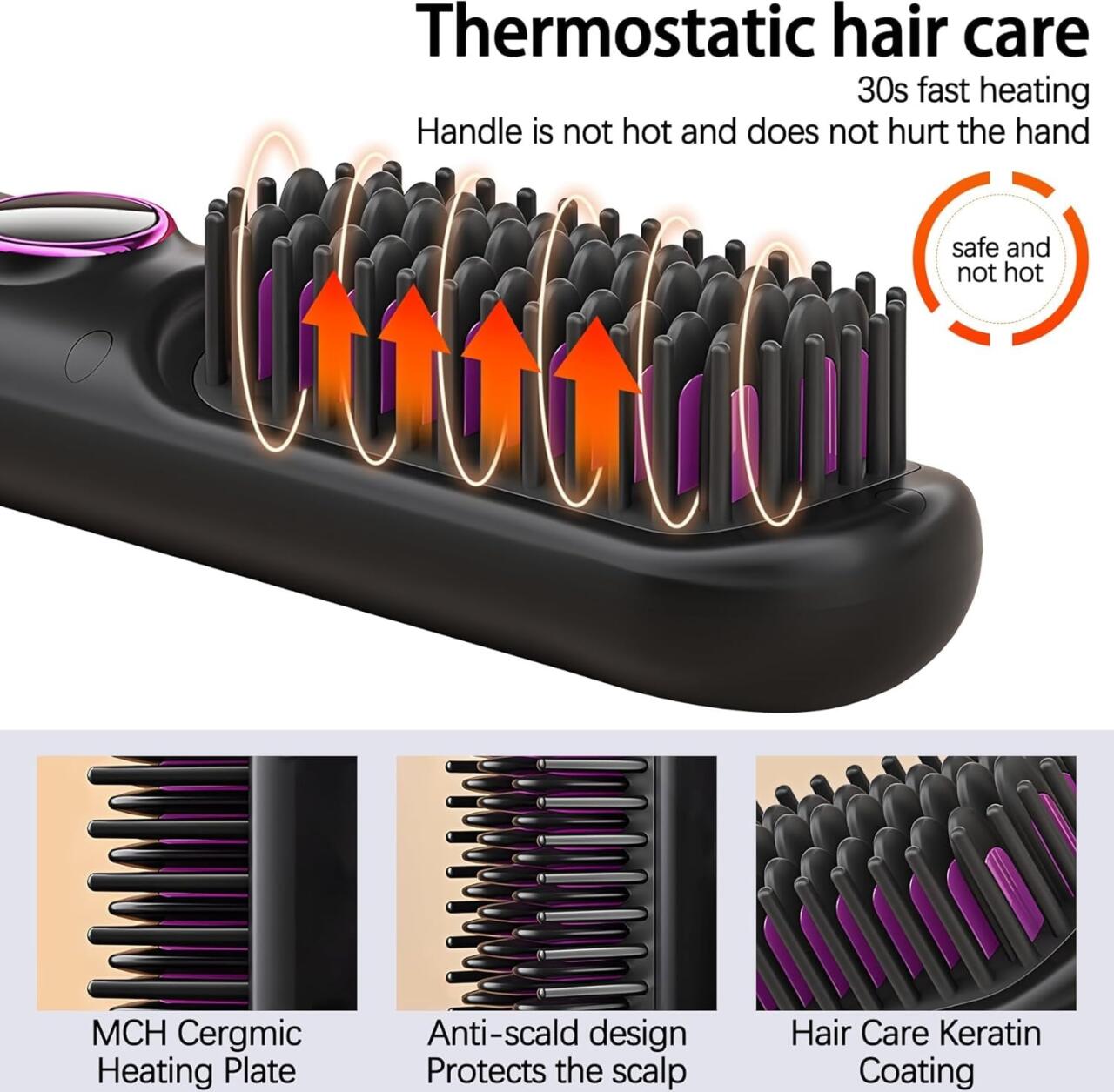 Cepillo alisador portátil ideal para alisar el cabello en cualquier lugar