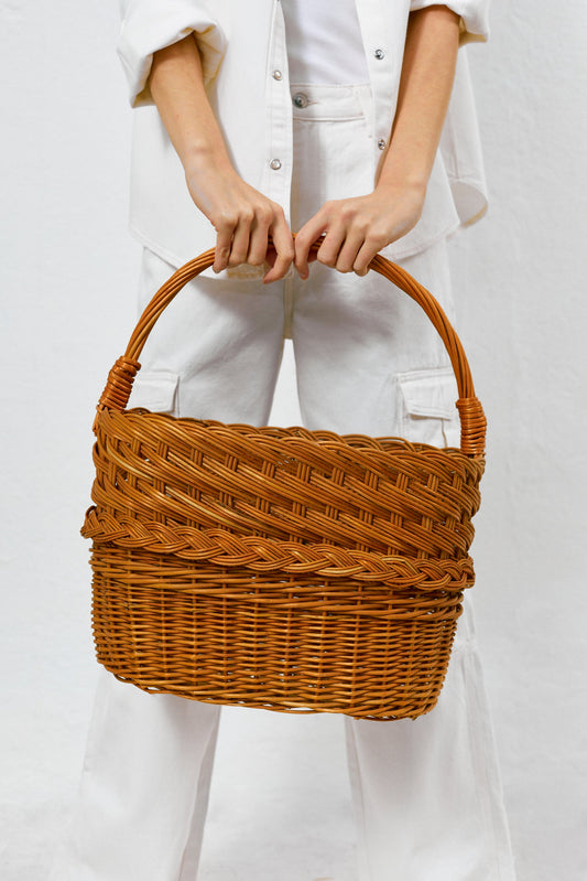 Cesta revistero mimbre natural