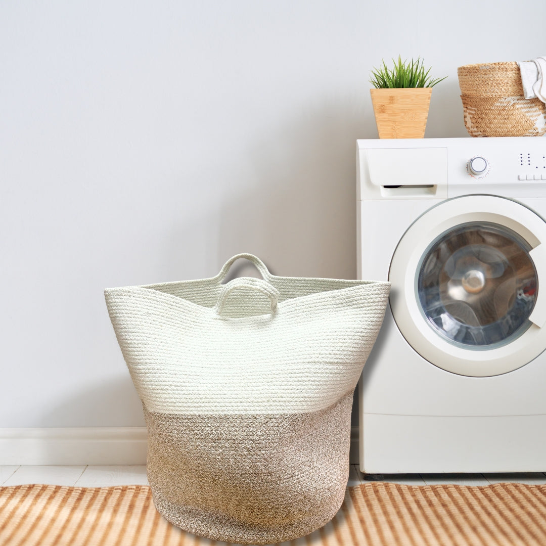 Cesto grande de cuerda de algodón ideal para ropa y textiles