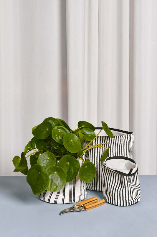 Cesto loneta blanco y negro