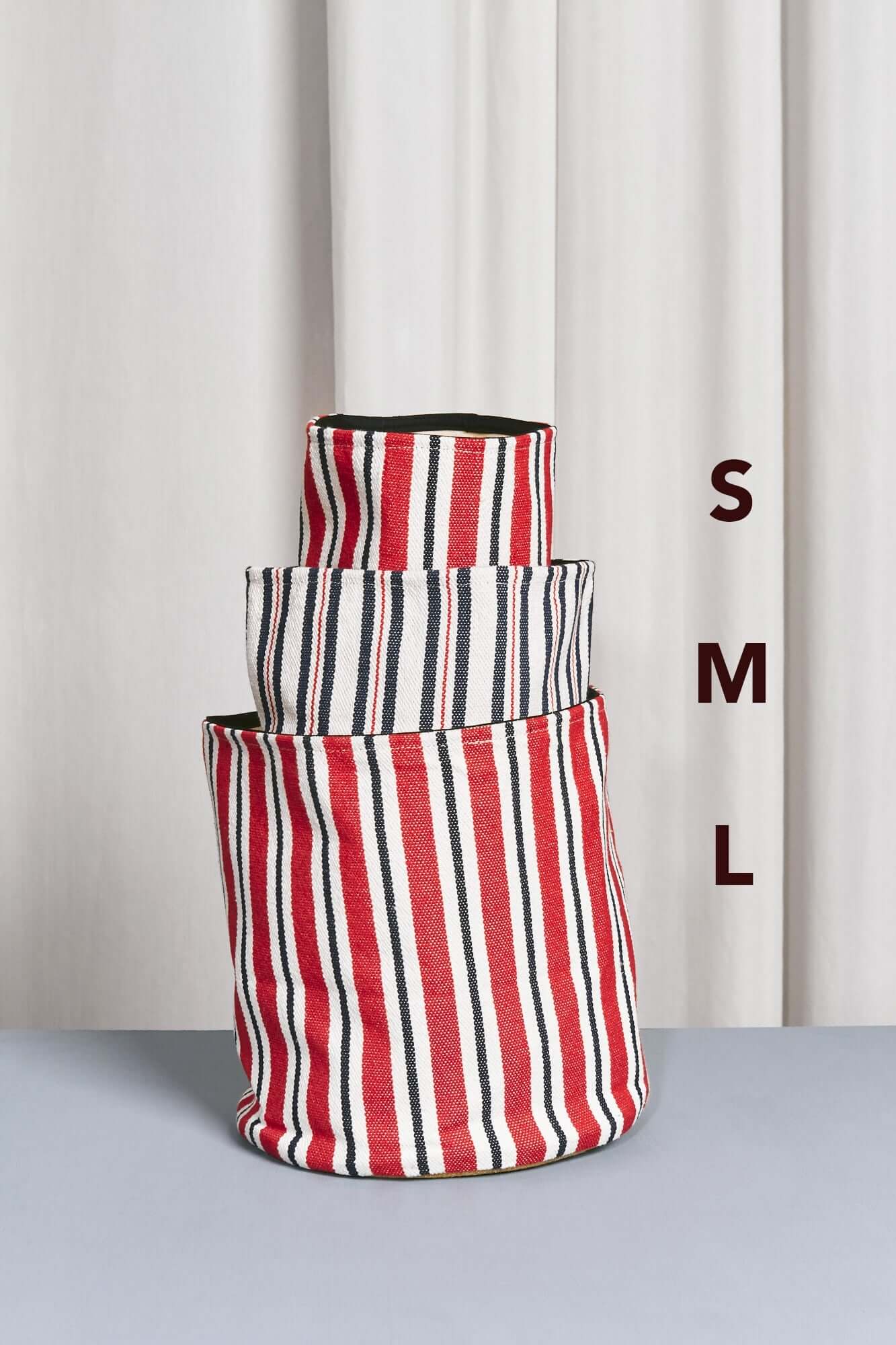 Cesto loneta rojo y azul