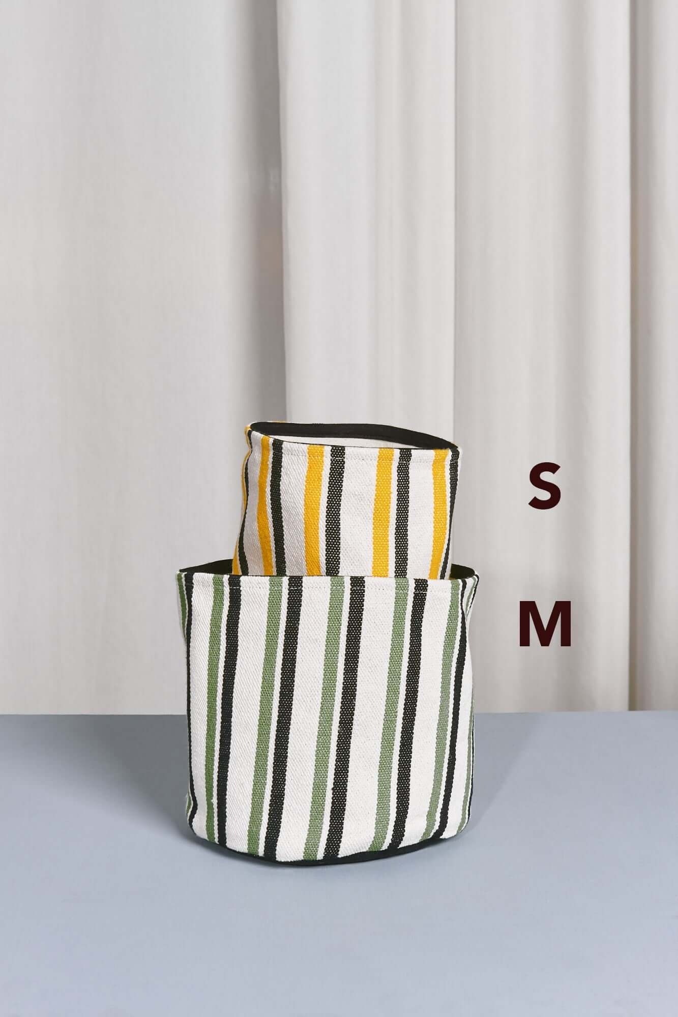 Cesto loneta verde y amarillo