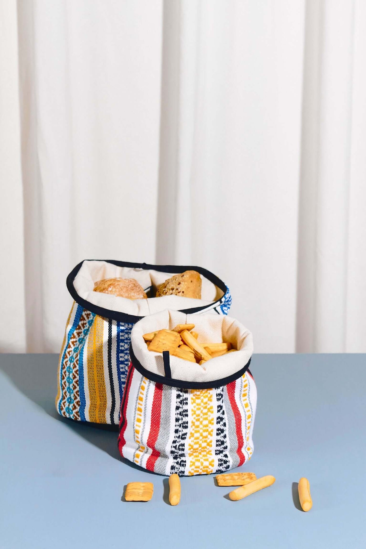 Cesto Tejido Morellano Azul Rojo Artesanal