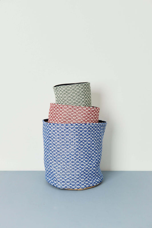 Cesto ojo de perdiz azul, granate y verde