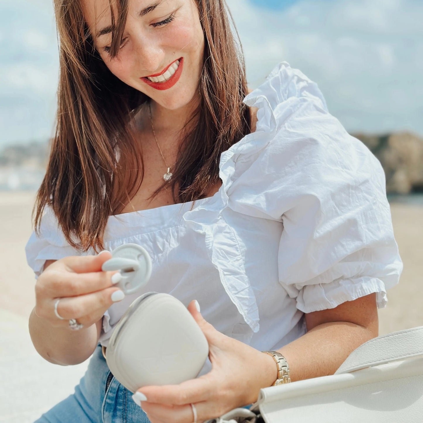 Chupete DIAMOND + Guardachupete DIAMOND Dusty Grey Nenina & Co