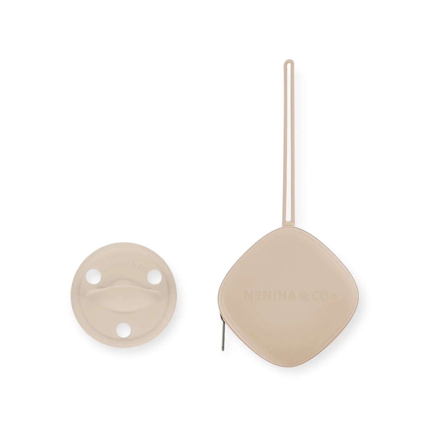 Chupete DIAMOND + Guardachupete DIAMOND Dusty beige Nenina & Co