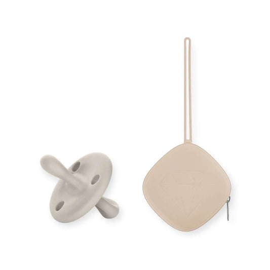 Chupete DIAMOND + Guardachupete DIAMOND Dusty beige Nenina & Co