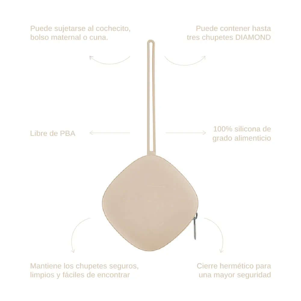 Chupete DIAMOND + Guardachupete DIAMOND Dusty beige Nenina & Co