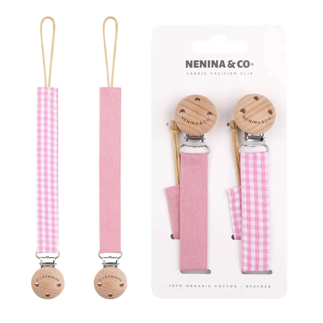 Chupetero Pack x 2 DIAMOND Rosa pálido + Chicle vichy By Nenina & Co