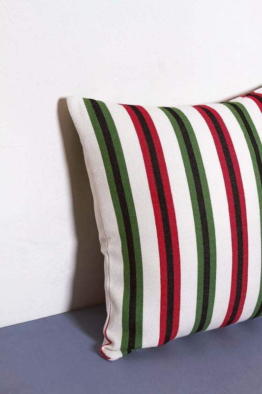 Funda cojín tejido canario verde y rojo 50cmx50cm