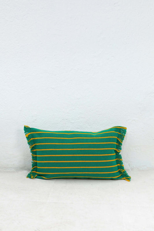 Funda cojín rayas granada verde 30cmx45cm
