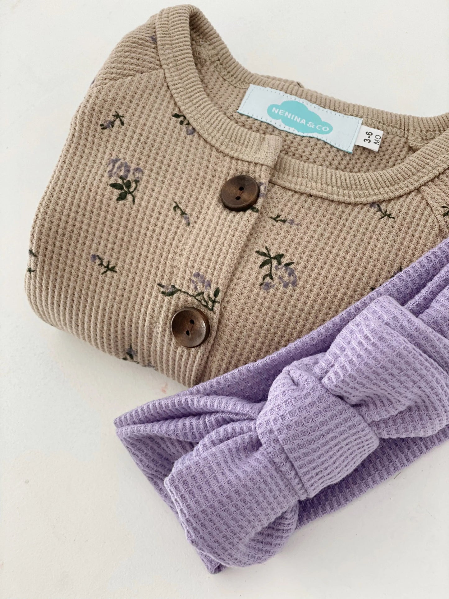 Conjunto Pelele boho Flowers + Diadema Morada Nenina & Co