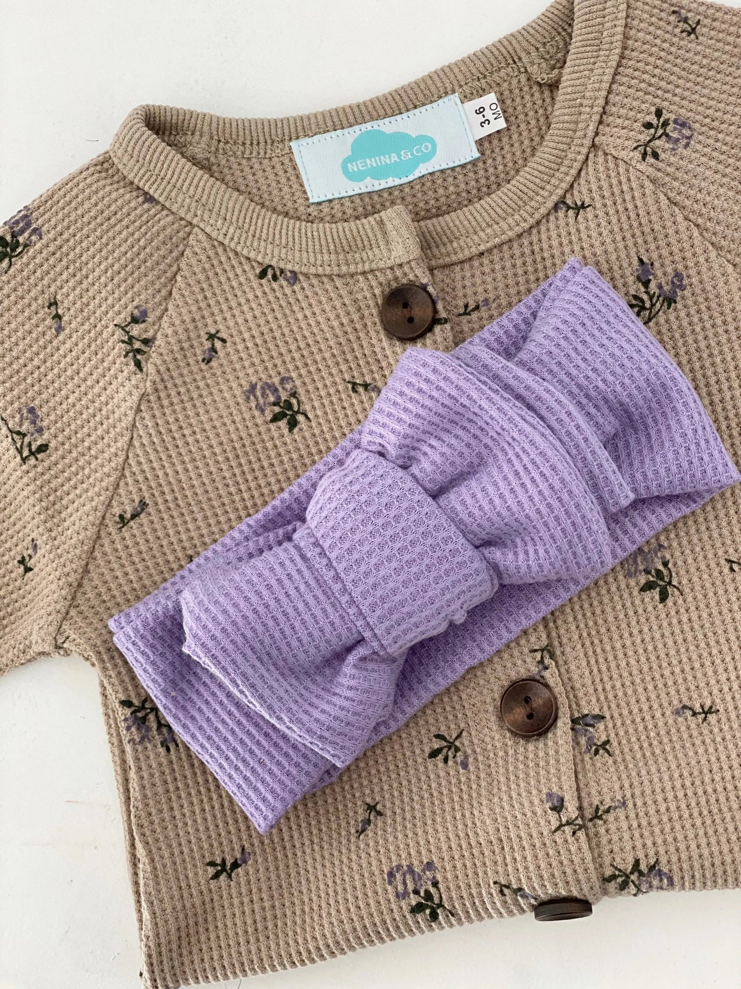 Conjunto Pelele boho Flowers + Diadema Morada Nenina & Co