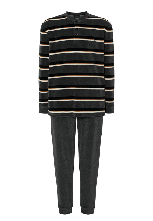 Pijama Hombre Invierno Terciopelo Gris - Cálido y Elegante