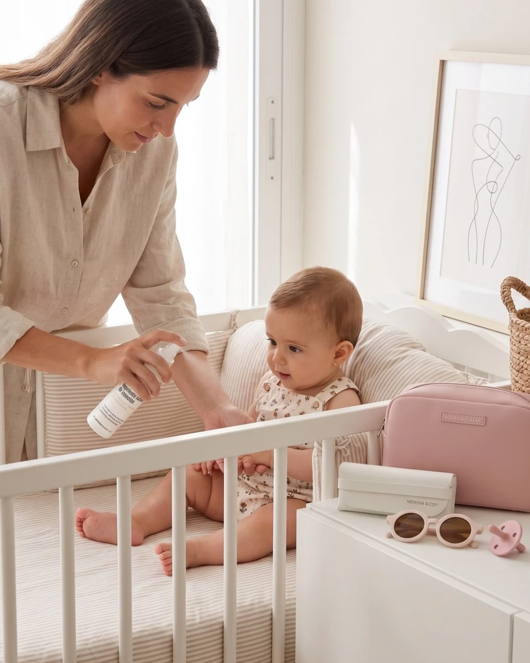 Pack Nacimiento Bebé: Portadocumentos + Neceser de Eco Piel MIREM Rosa pálido