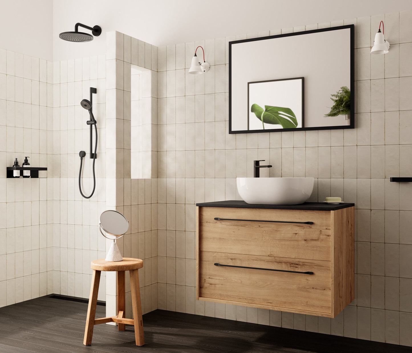 BATHME LENNOX Conjunto Mueble de Baño Completo con Encimera Roble Ostippo Ebony