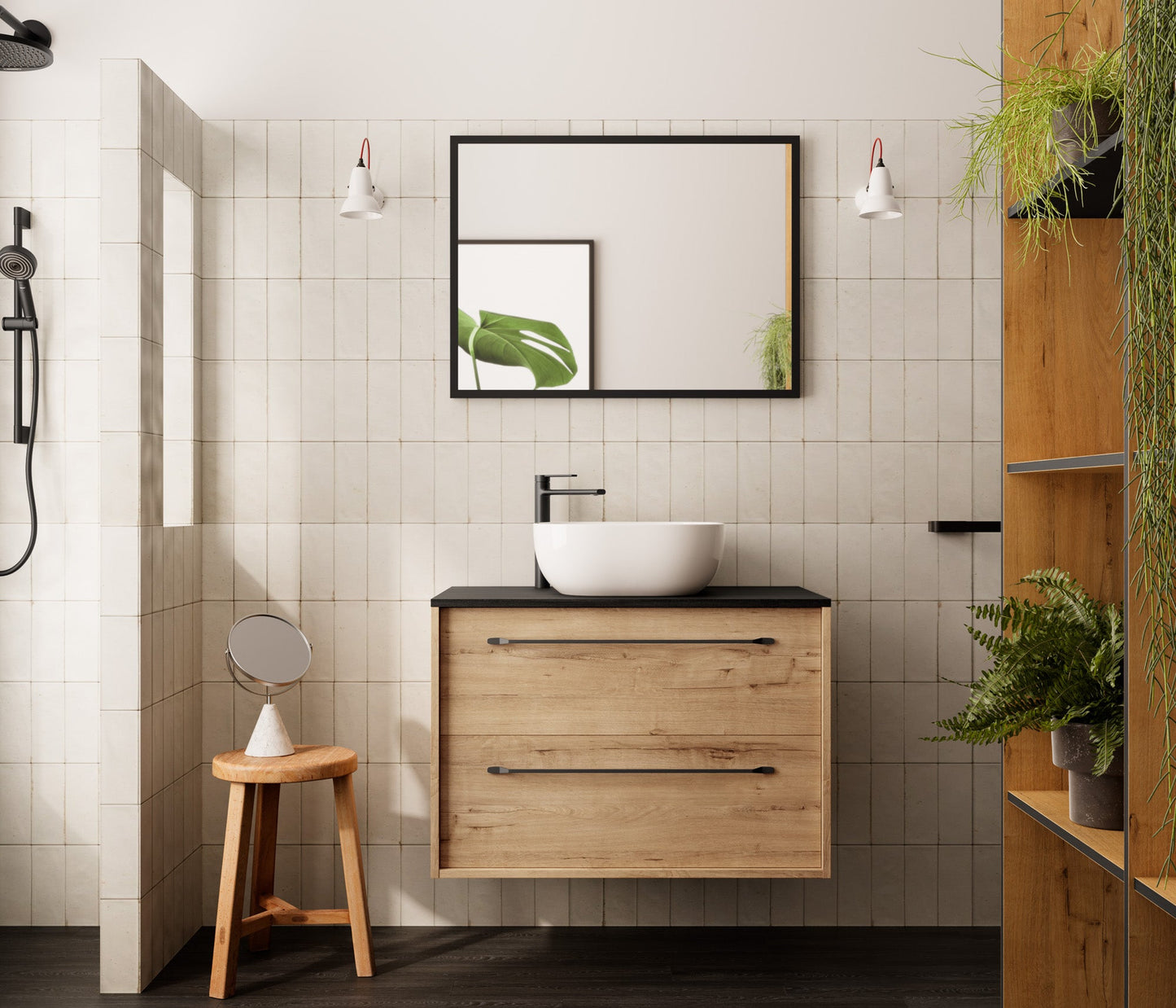 BATHME LENNOX Conjunto Mueble de Baño Completo con Encimera Roble Ostippo Ebony