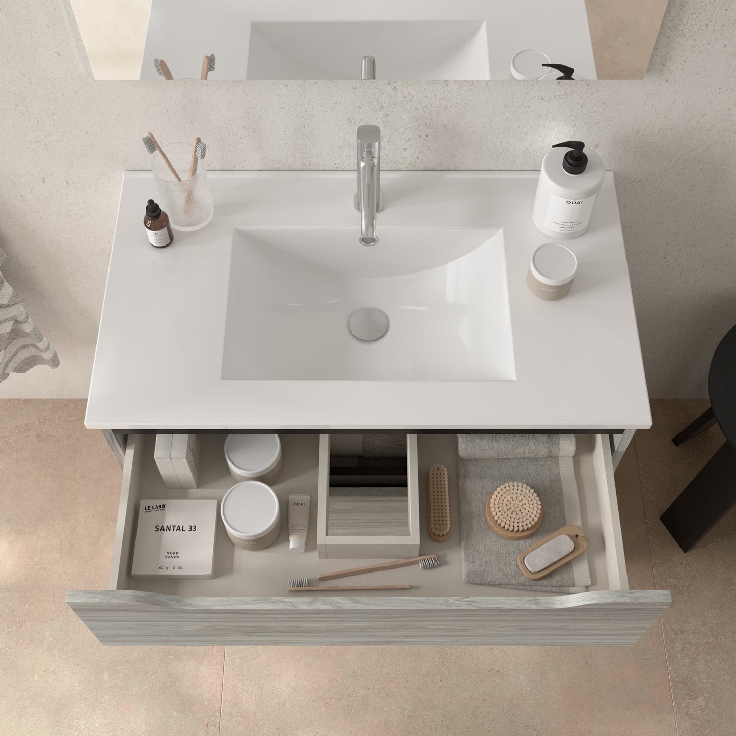 BATHME TRIO Conjunto Completo Mueble de Baño 3 Cajones Color Roble Estela