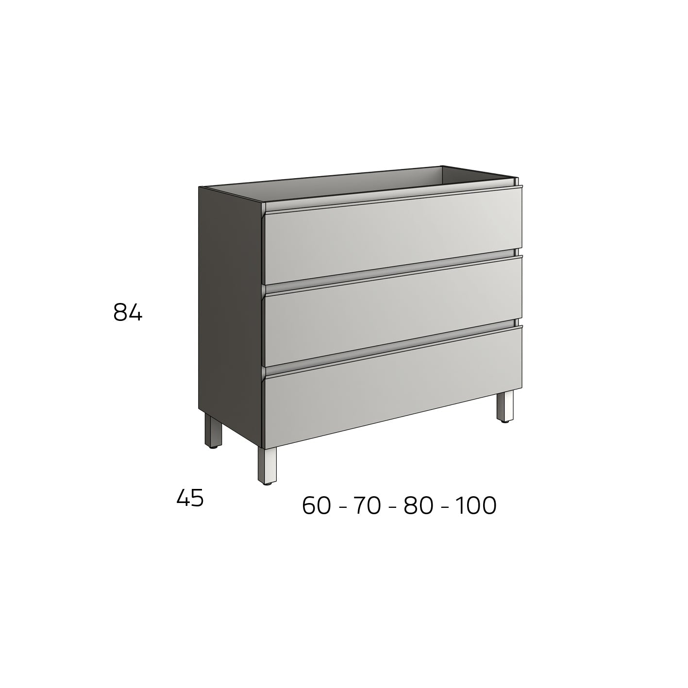 Mueble Blanco Brillo Baño | 3 Cajones con Patas – Bathme