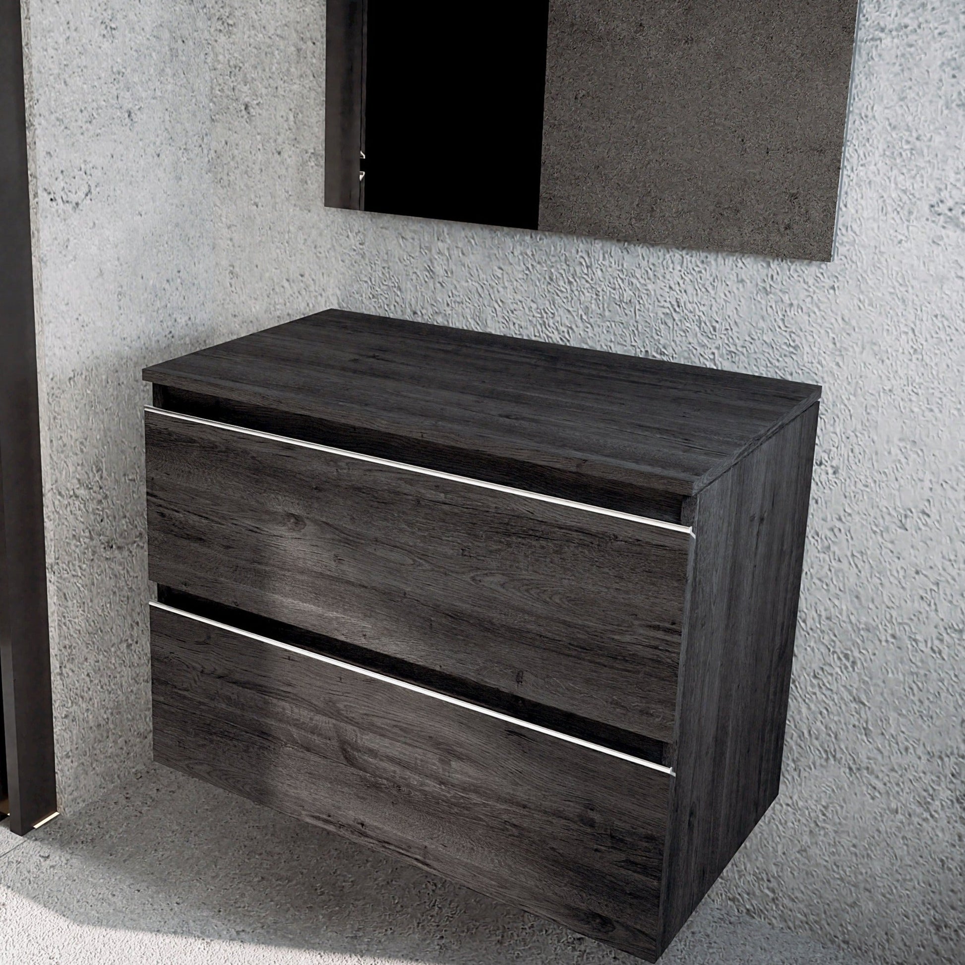 Mueble ebony baño suspendido sin lavabo – vista frontal
