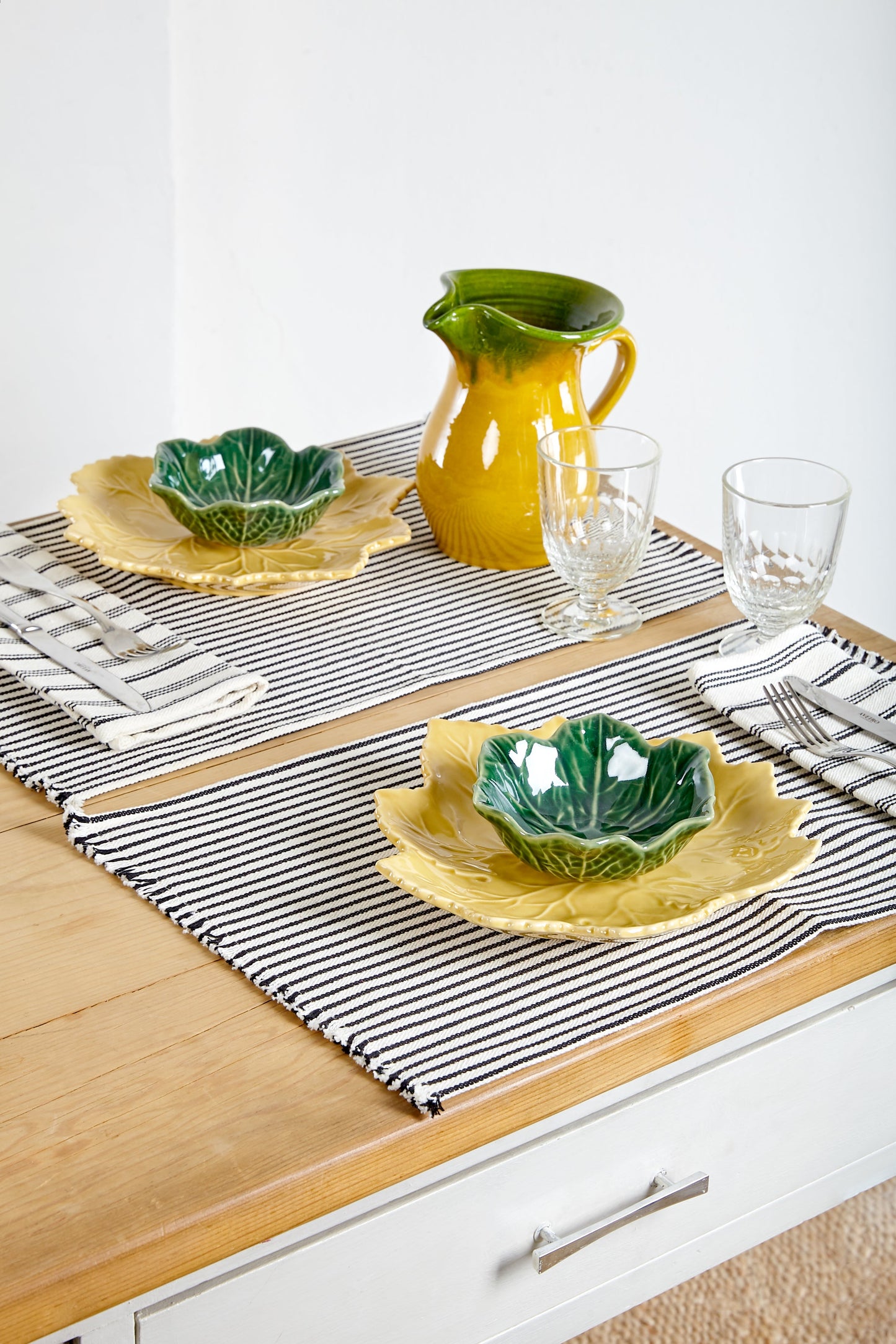 Mantel individual loneta estribera blanco y negro (pack de 2)