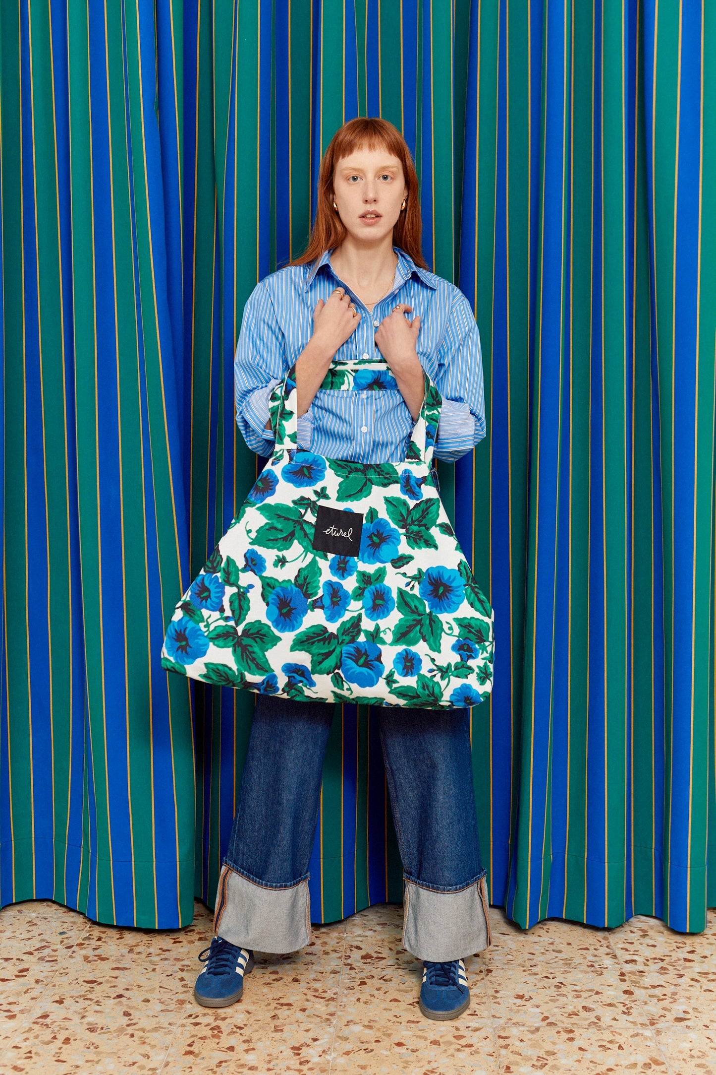 Bolso shopper maxi lona toldo flores