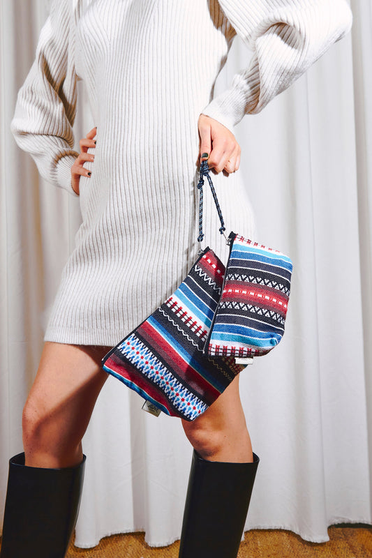 Neceser/estuche tejido manchego azul