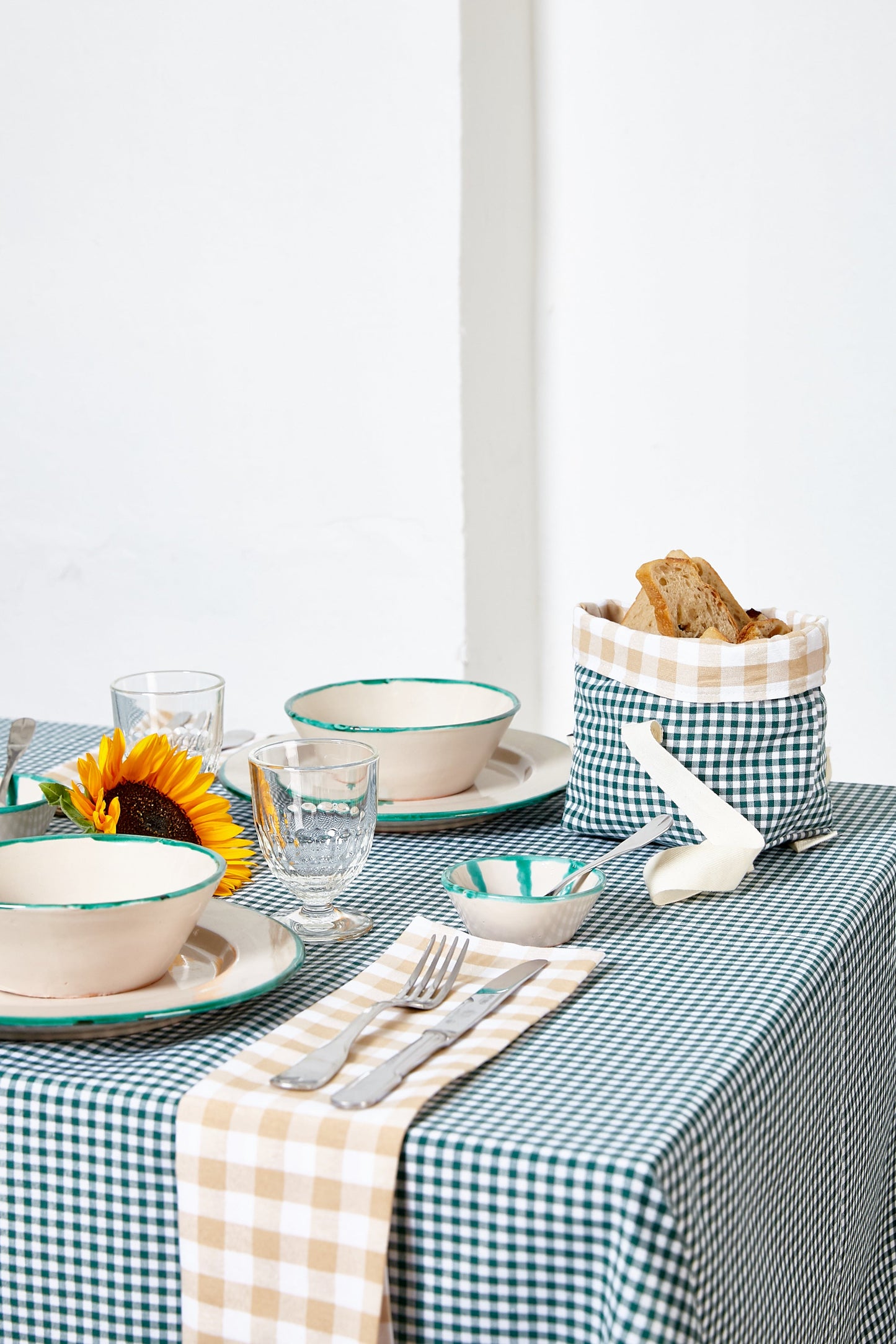 Mantel cuadros vichy verde botella