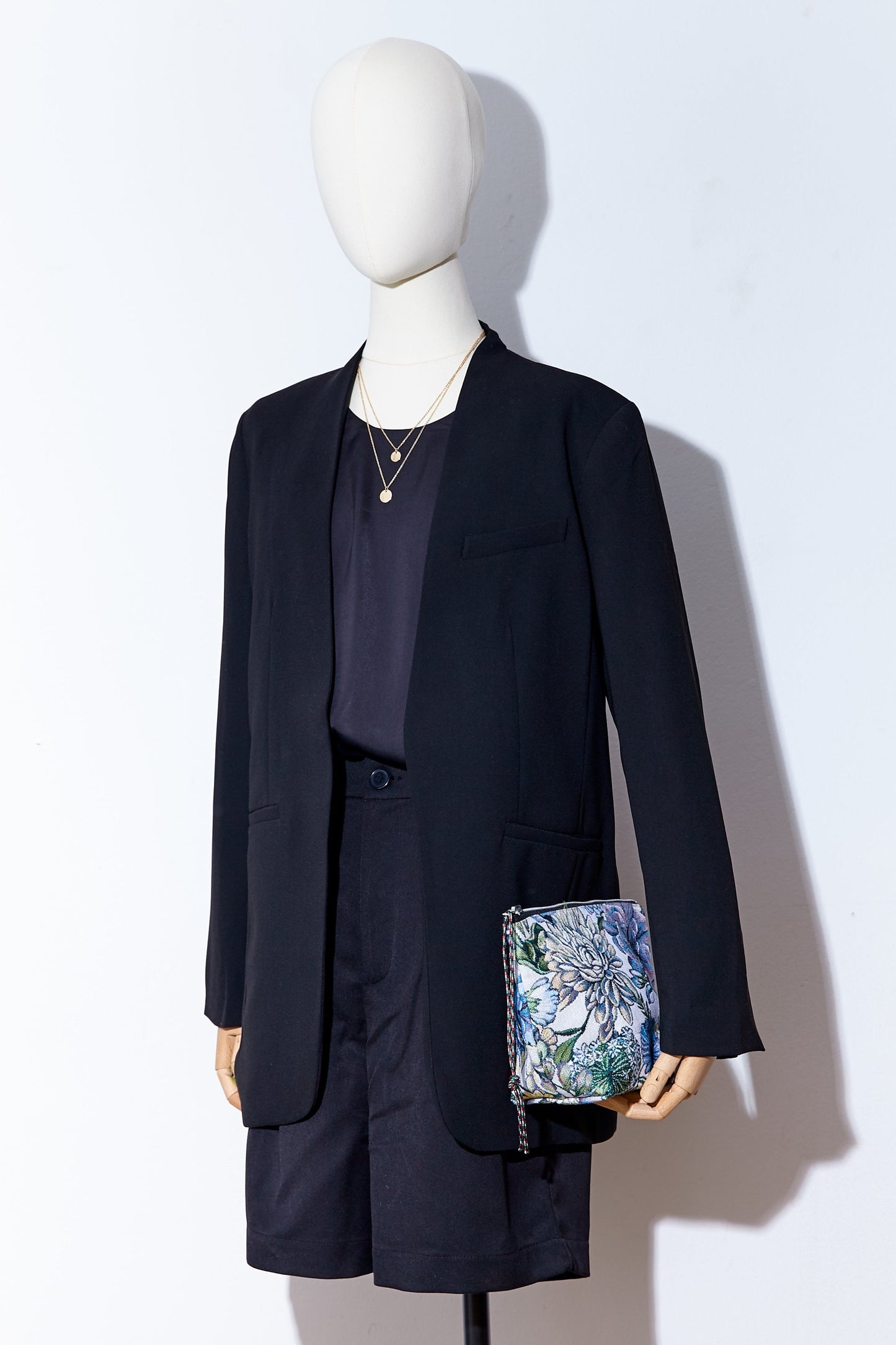 Neceser/estuche tejido jacquard flores crisantemos azules