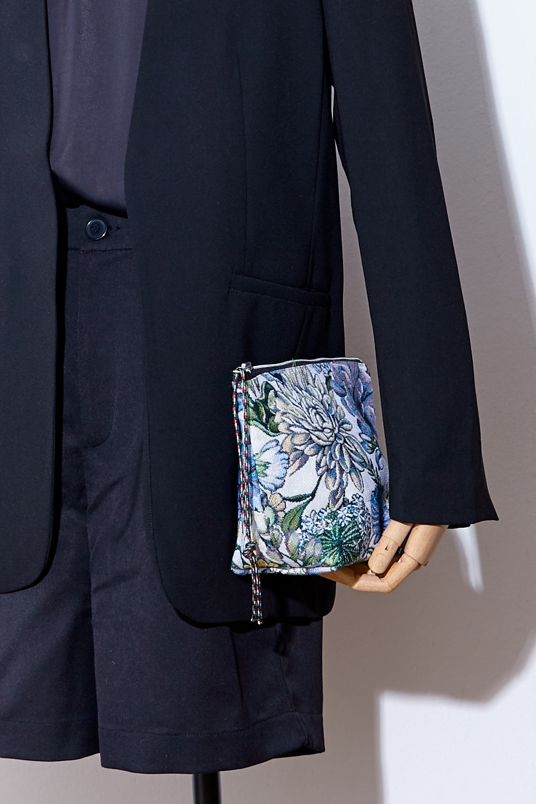 Neceser/estuche tejido jacquard flores crisantemos azules