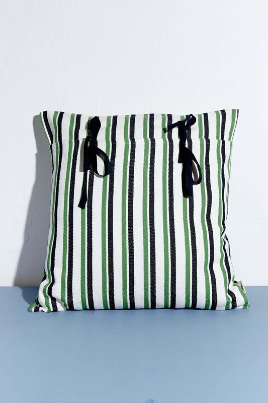 Funda cojín loneta verde y negro 50cmx50cm