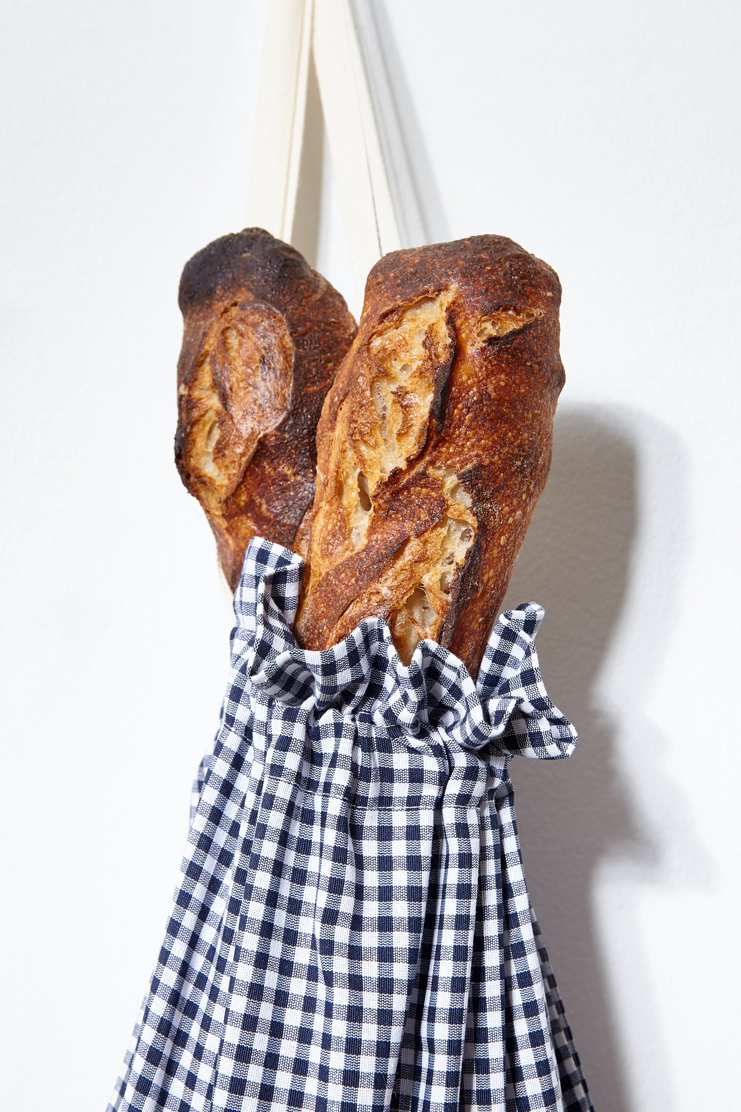 Panera pan de barra cuadros vichy azul marino