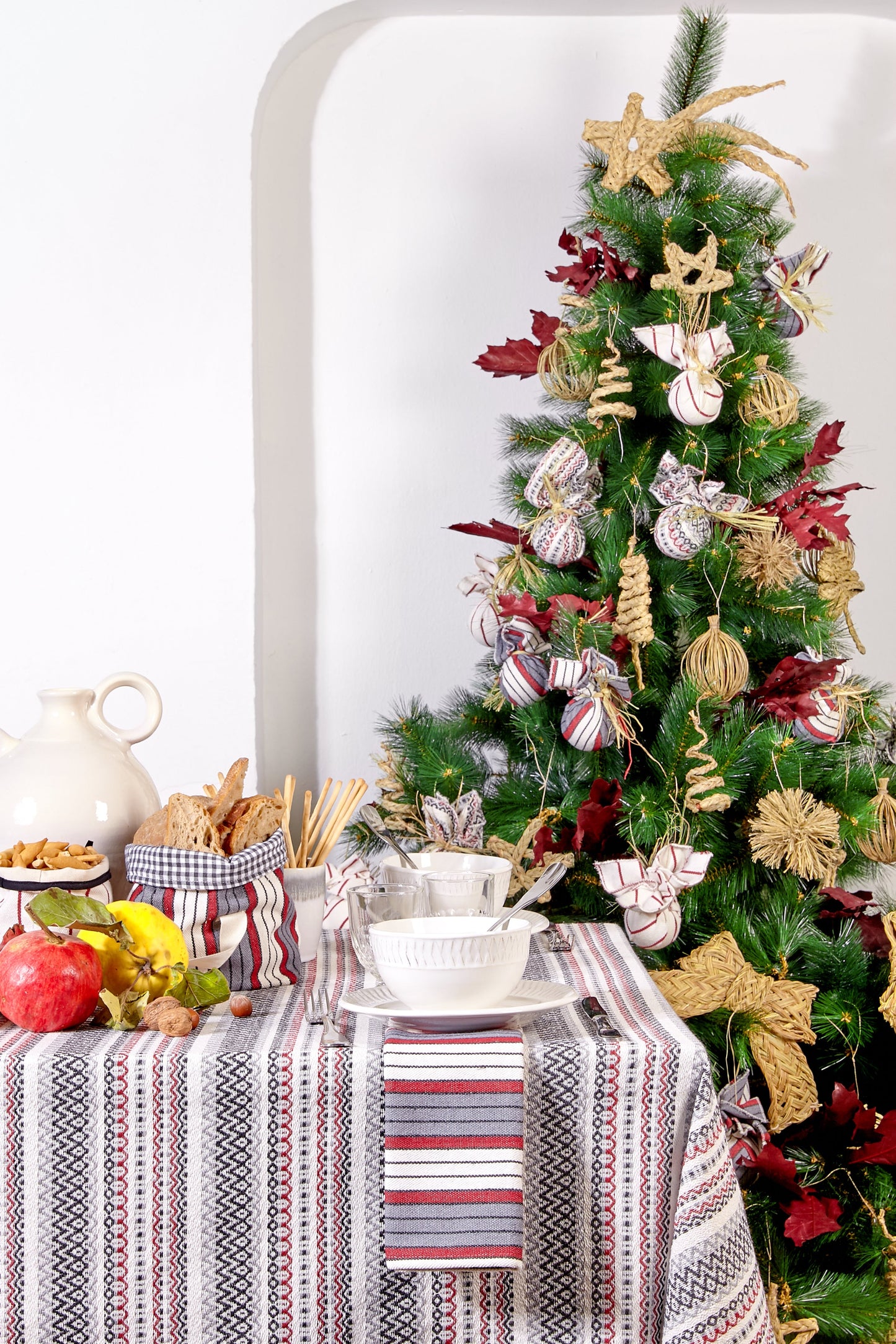 Mantel tejido morellano granate