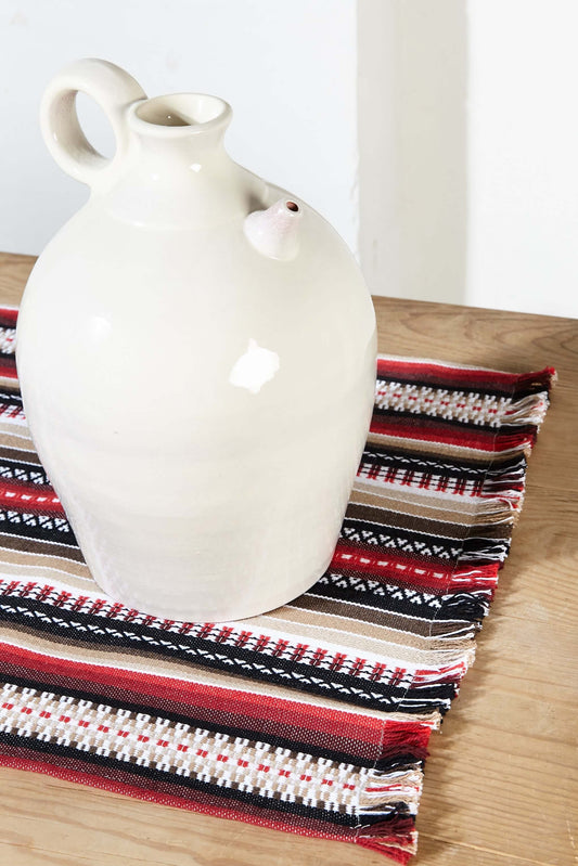 Camino de mesa tejido manchego rojo