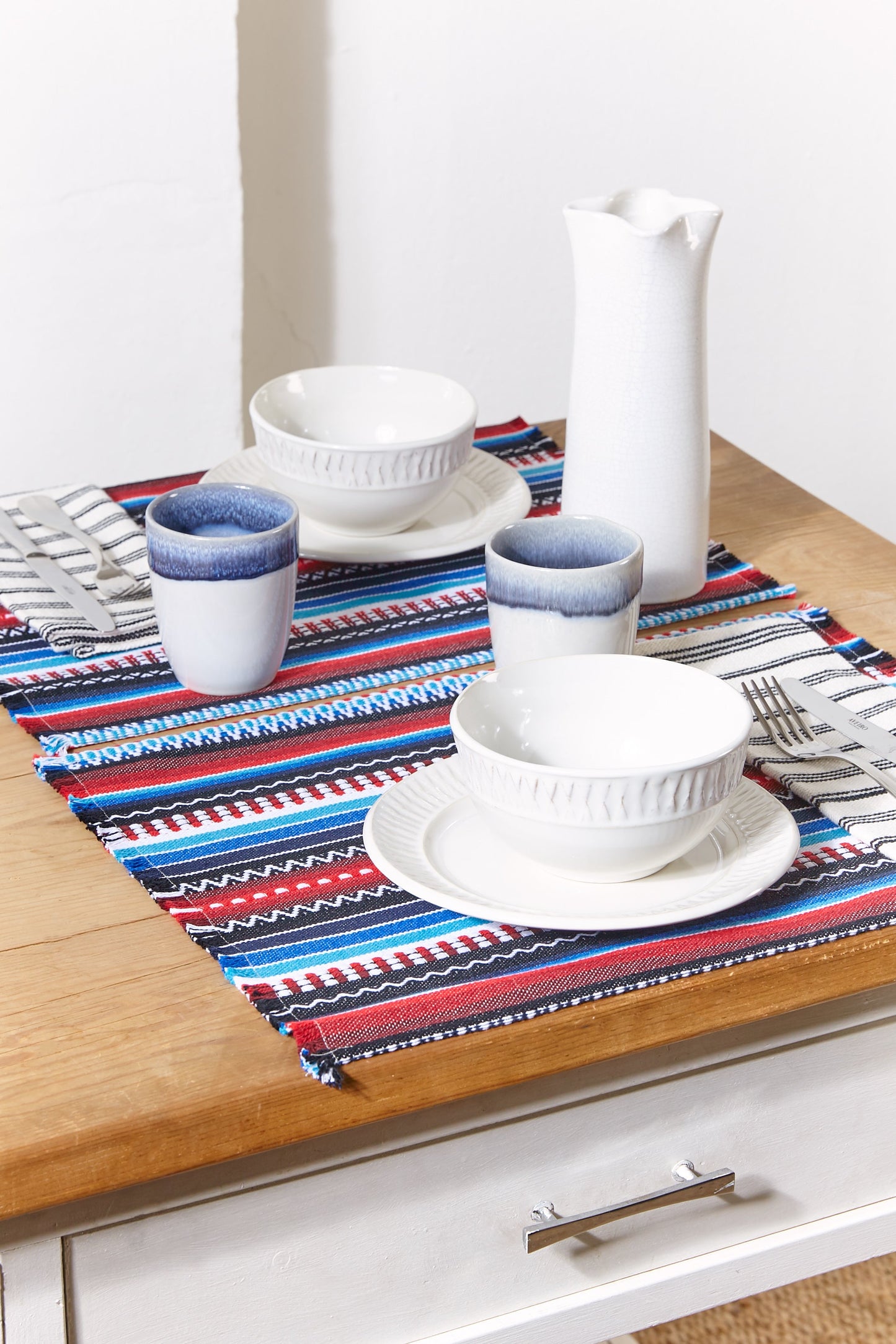 Mantel individual tejido manchego azul (pack de 2)