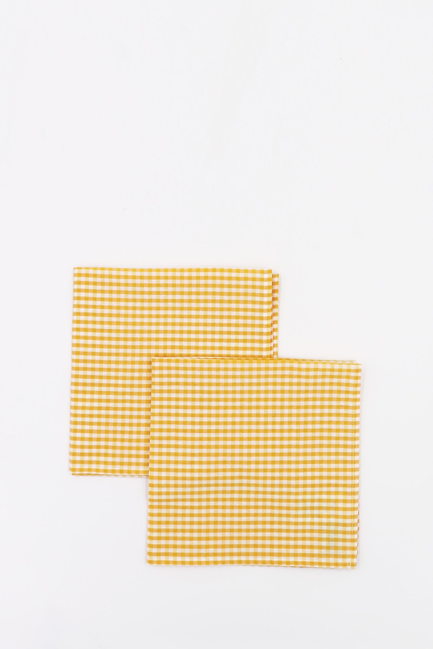 Set de servilletas de cuadros amarillos y naranjas, de algodón, estilo campestre y alegre.