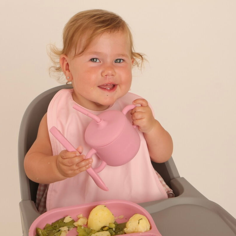 Babero con Manga impermeable Vichy Beige + Babero corto Nenina & Co