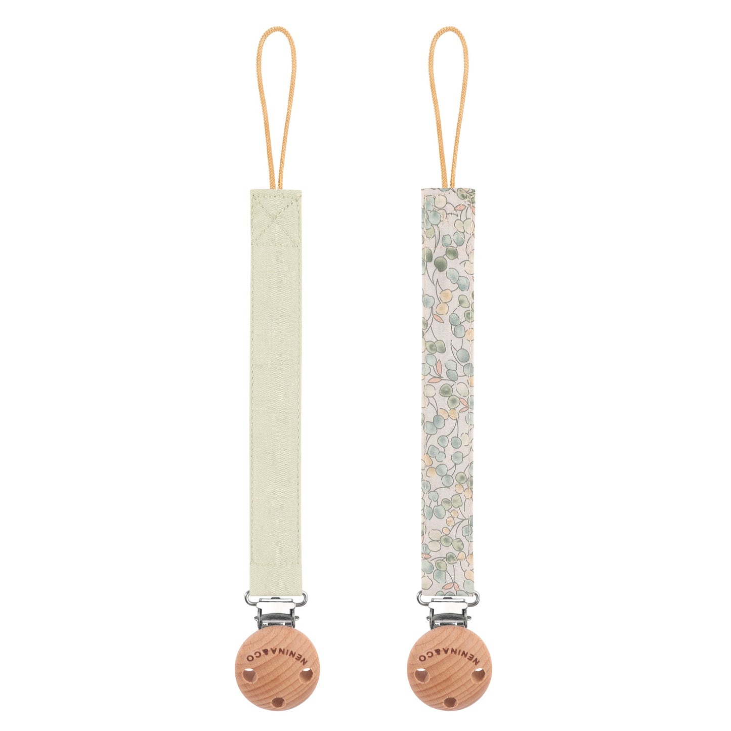 Kit Nenina & Co Gris + Oliva | 2 Chupetes + 2 Chupeteros + Guardachupete