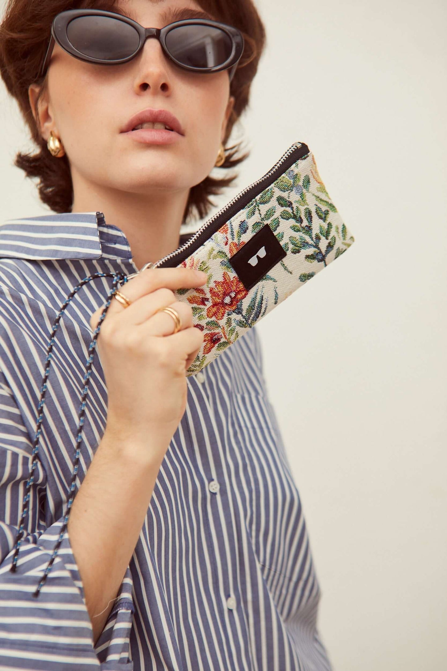 Funda de gafas tejido jacquard flores azaleas