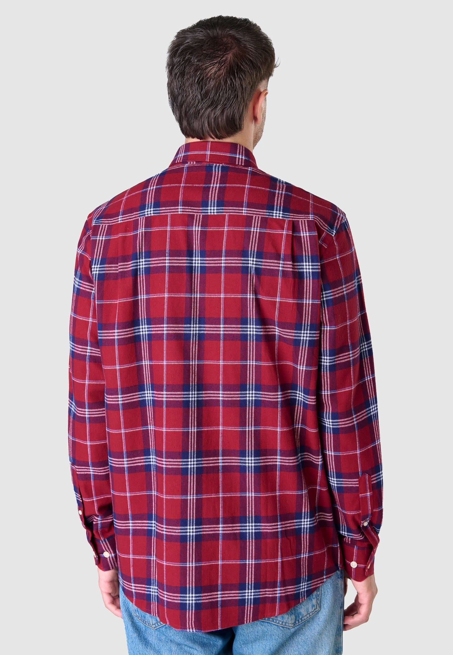 Camisa Hombre Franela Cuadros Algodón Invierno Premium con Bolsillo - Rojo 0401_94