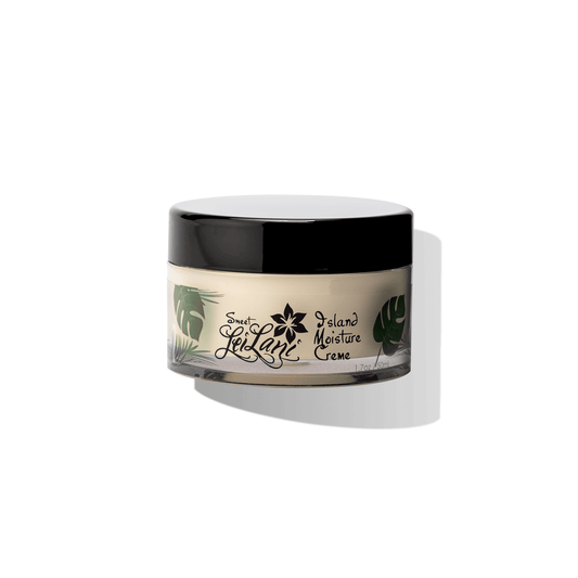 Island Moisture Face and Hair Conditioner cream in jar, revitalizing skin and hair for sensitivity and damage.