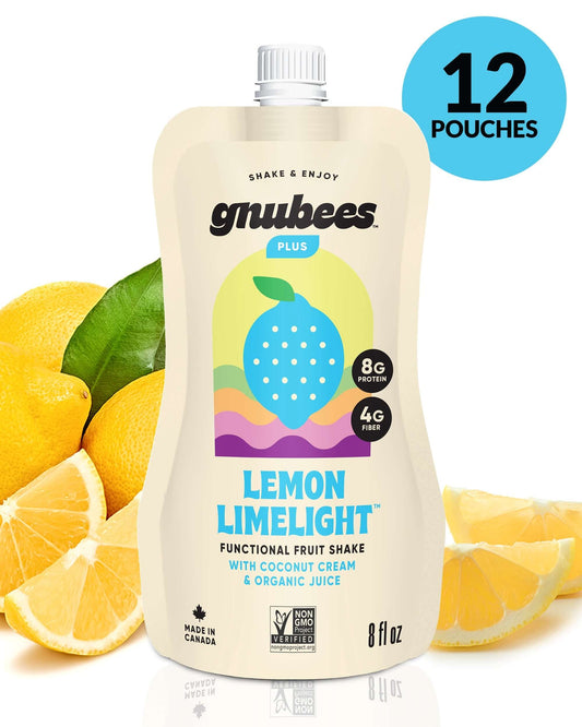 Lemon lime protein shake pouches - Gnubees Plus 12 pack with 8g protein and fiber