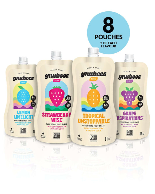 Protein shake variety pack - Gnubees Plus 8 pouches sampler with 4 flavors and 8g protein