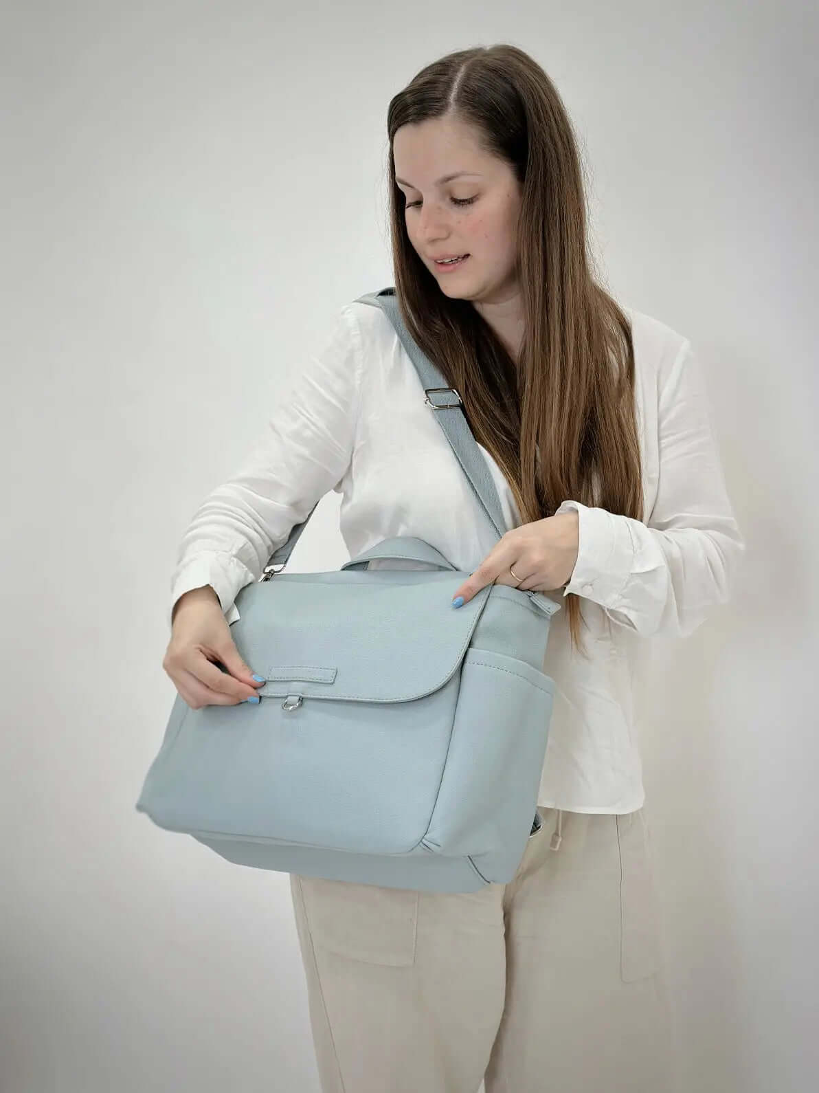 Bolso Maternal Dusty blue +Guardachupete Diamond + Cambiador de Regalo Nenina & Co