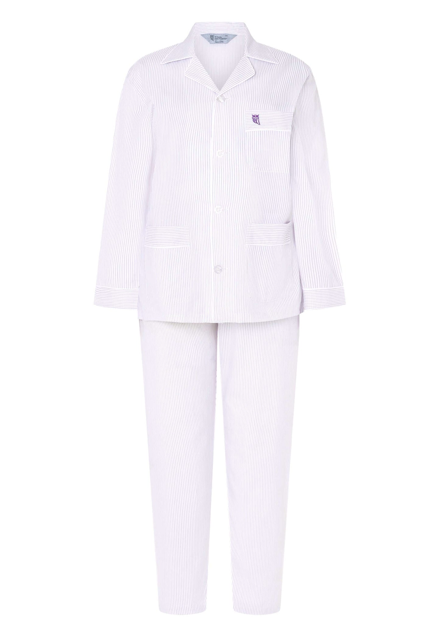 Pijama Mujer Largo Premium Solapa Seda Rayas - Violeta 0901_91