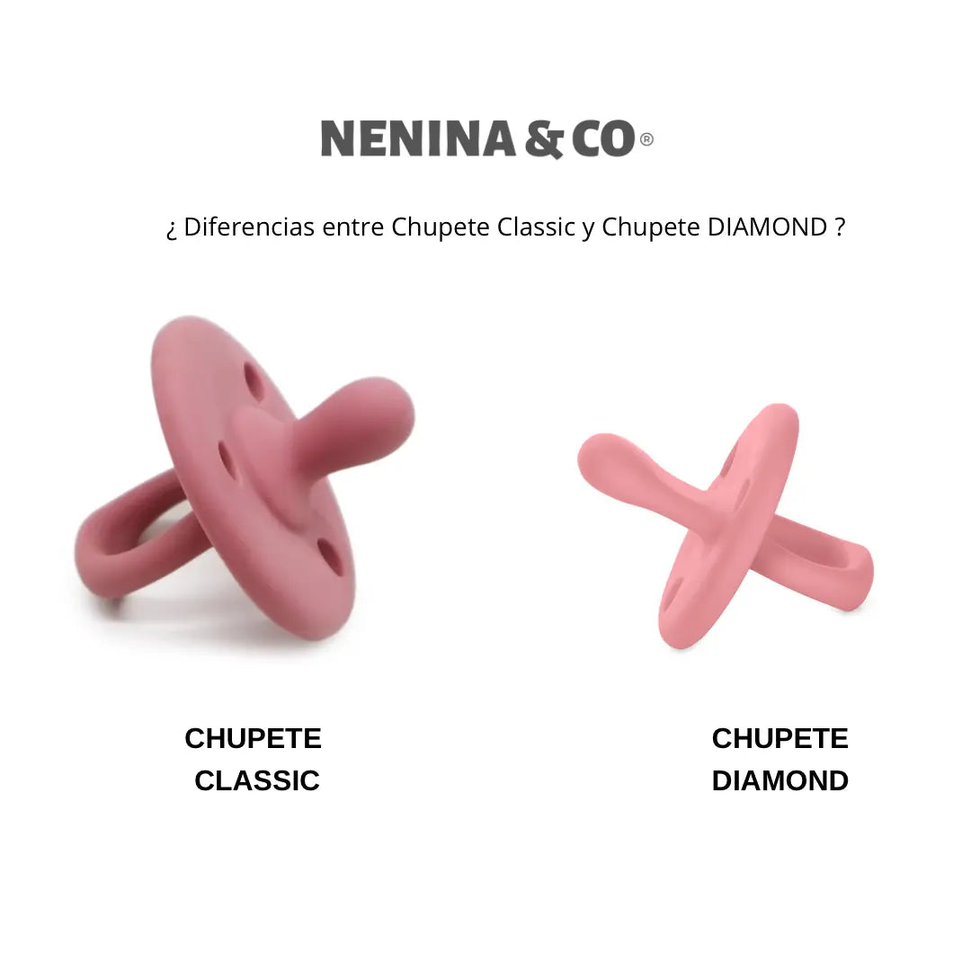 Chupete DIAMOND Nenina & Co Rosa y Rosa Pálido | Silicona Orgánica para Bebé +12 Meses
