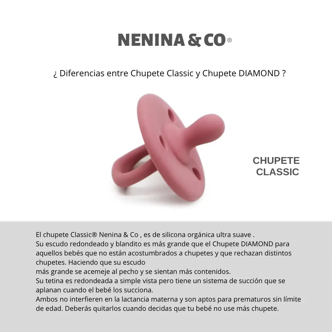 Chupete DIAMOND Nenina & Co Rosa y Rosa Pálido | Silicona Orgánica para Bebé +12 Meses