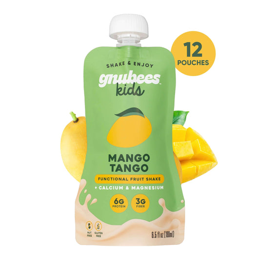 Mango kids smoothie pouches - Gnubees 12 pack with protein, fiber and calcium